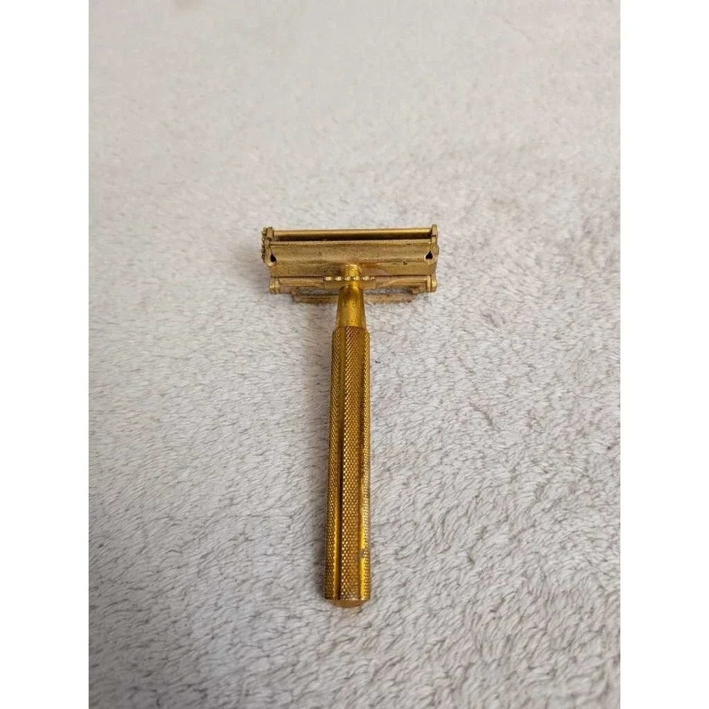 Valet Vintage Double Edge Safety Razor Gold‎ Tone Patented Antique Shaving Tool